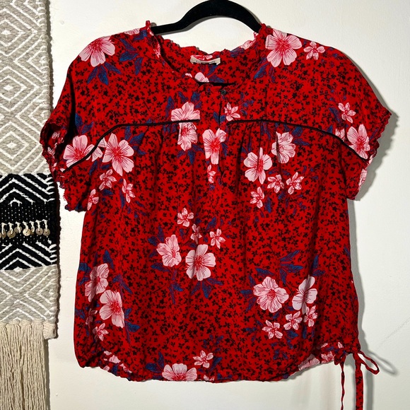 Zadig and Voltaire pensee silk red floral top - Picture 2 of 9